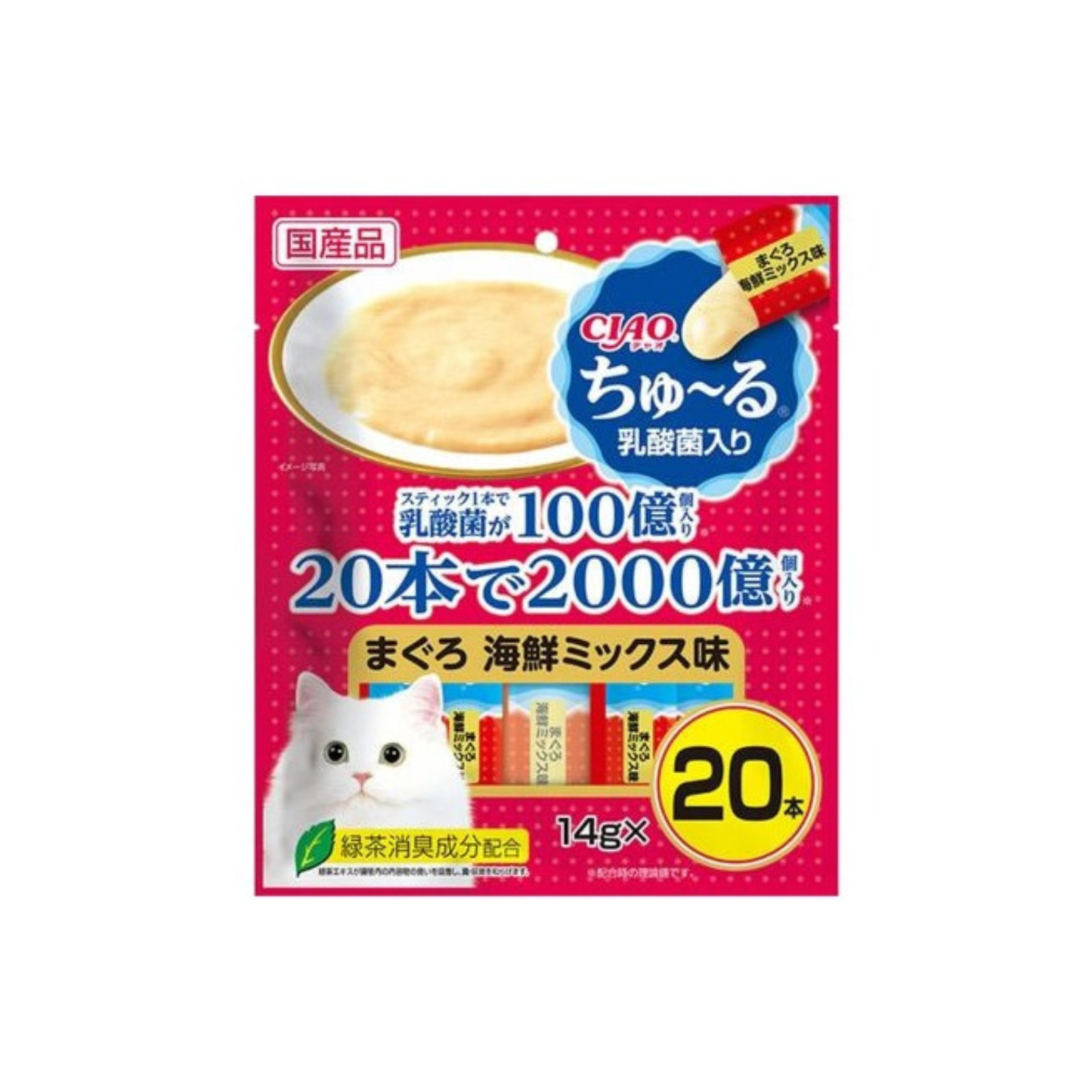 CIAO-*(20條)鮪魚乳酸菌海鮮混合風味精選貓條 14g(4901133718991) [平行進口]