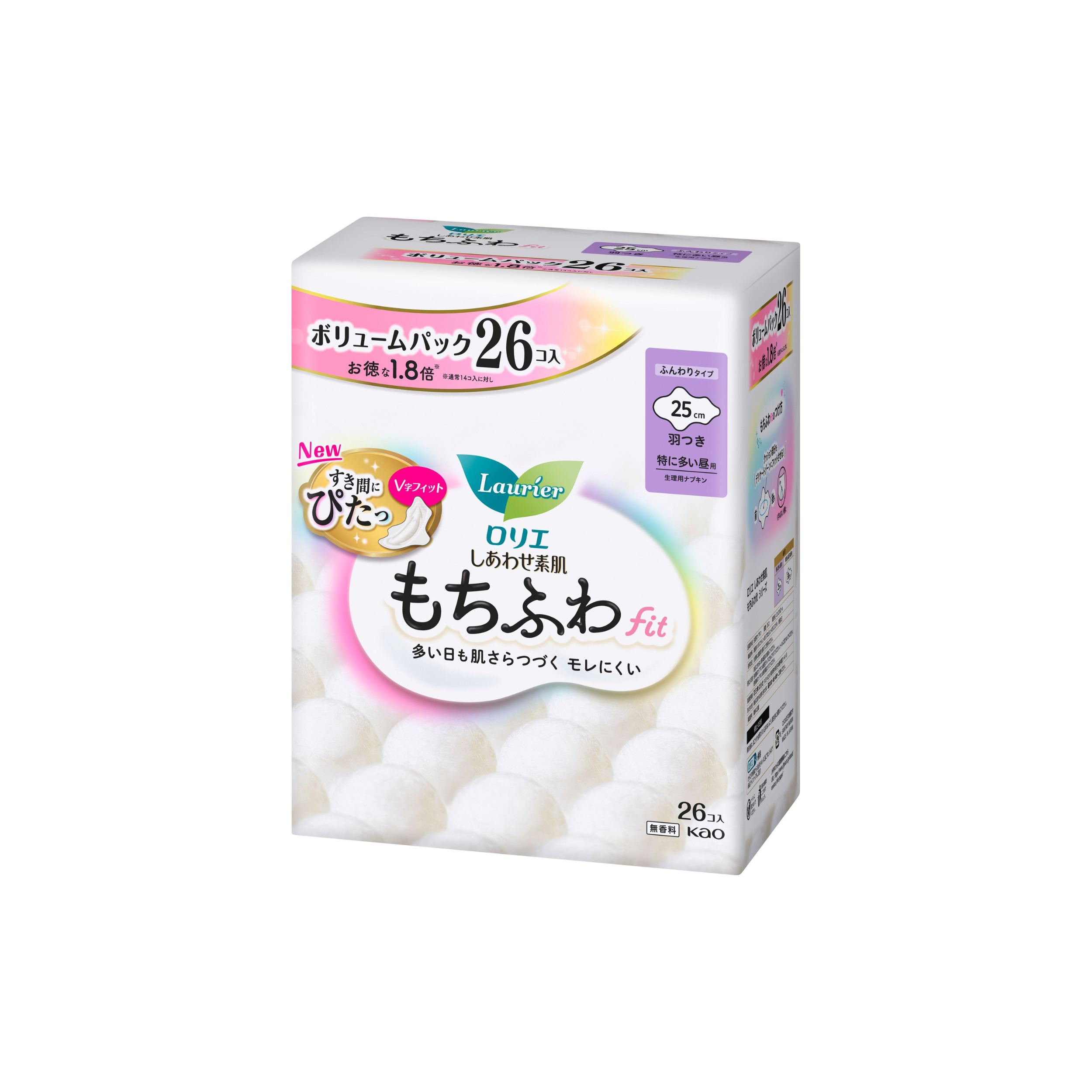 樂而雅-*[日版](25cm/26片)全棉無香料鬆軟闊身 日用 衛生巾 衛生棉(4901301433084)[平行進口]
