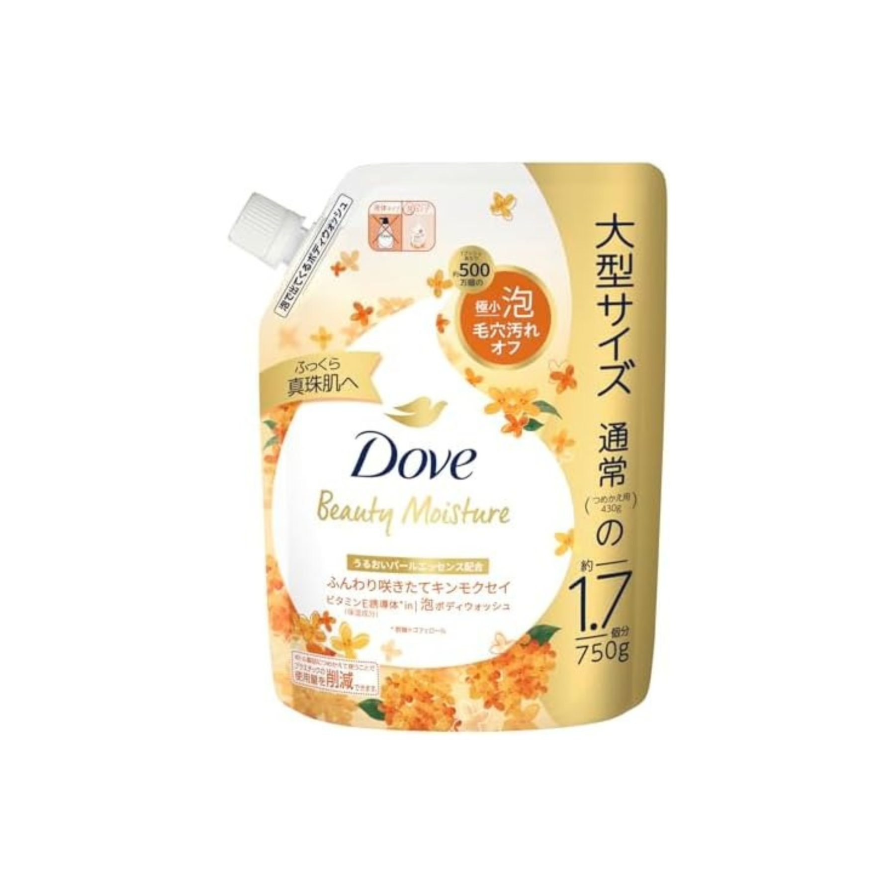 多芬-*[日版]桂花保濕潤膚泡沫沐浴露 補充裝 750g(4902111779881)[平行進口]