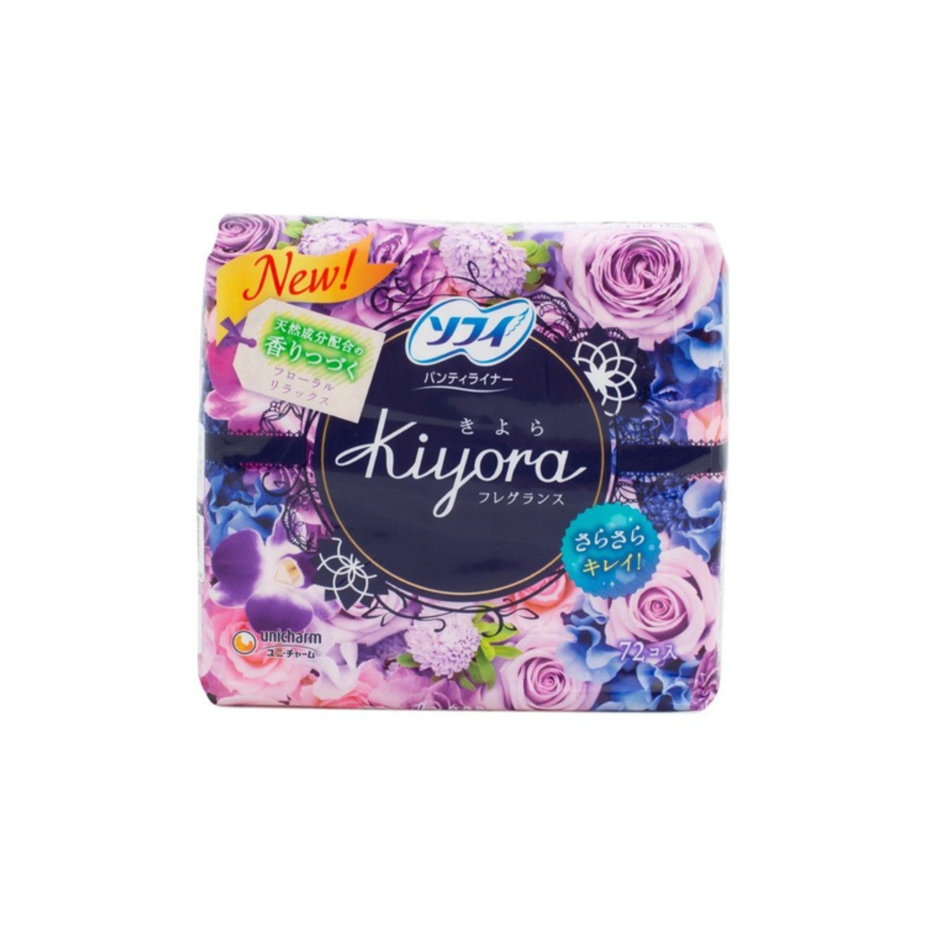 unicharm-*[日版]【自然花香(紫色)72枚入】KIYORA衛生護墊(4903111322947)(版本隨機發貨)[平行進口]