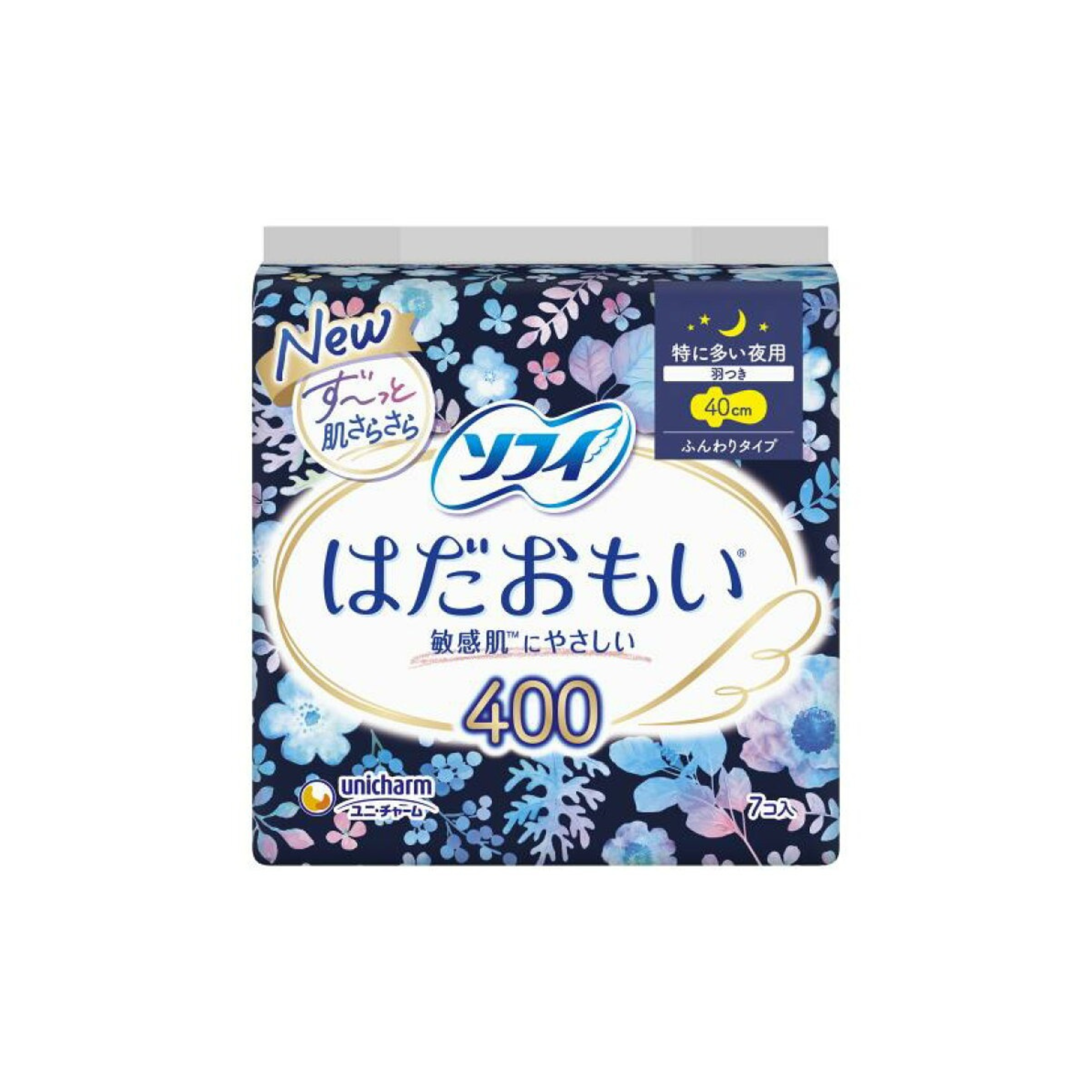 unicharm-*[日版](40cm/7片)夜用敏感肌適用柔軟量多衛生巾衛生棉(4903111329472)[平行進口]