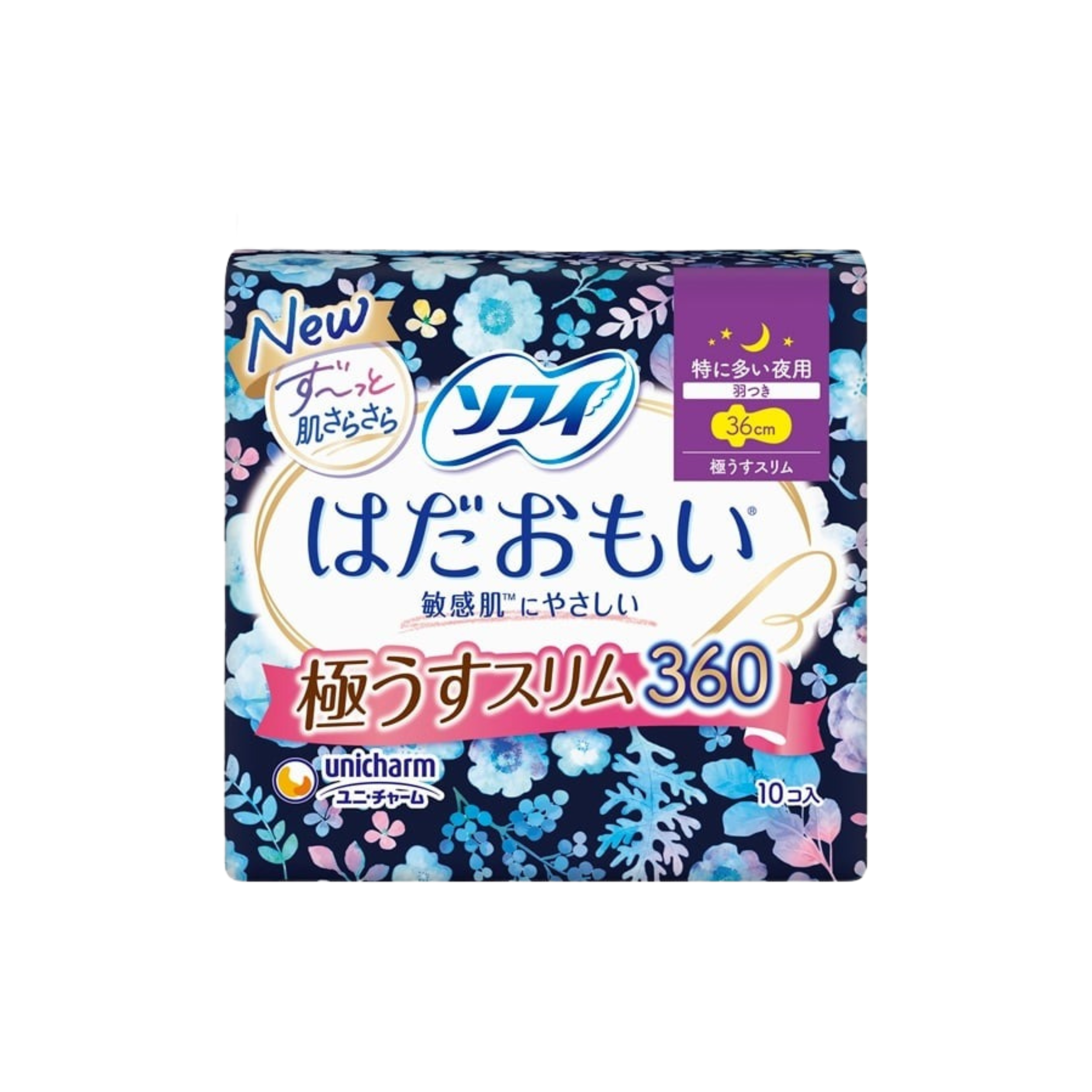 unicharm-*[日版](36cm/10片)升吸夜用敏感肌適用柔軟量多衛生巾衛生棉(4903111333509)[平行進口]
