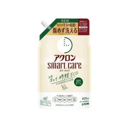 獅王-*Smart Care 時短0次洗清 防縮防皺 洗衣液 補充裝 820ml(4903301345640)[平行進口]