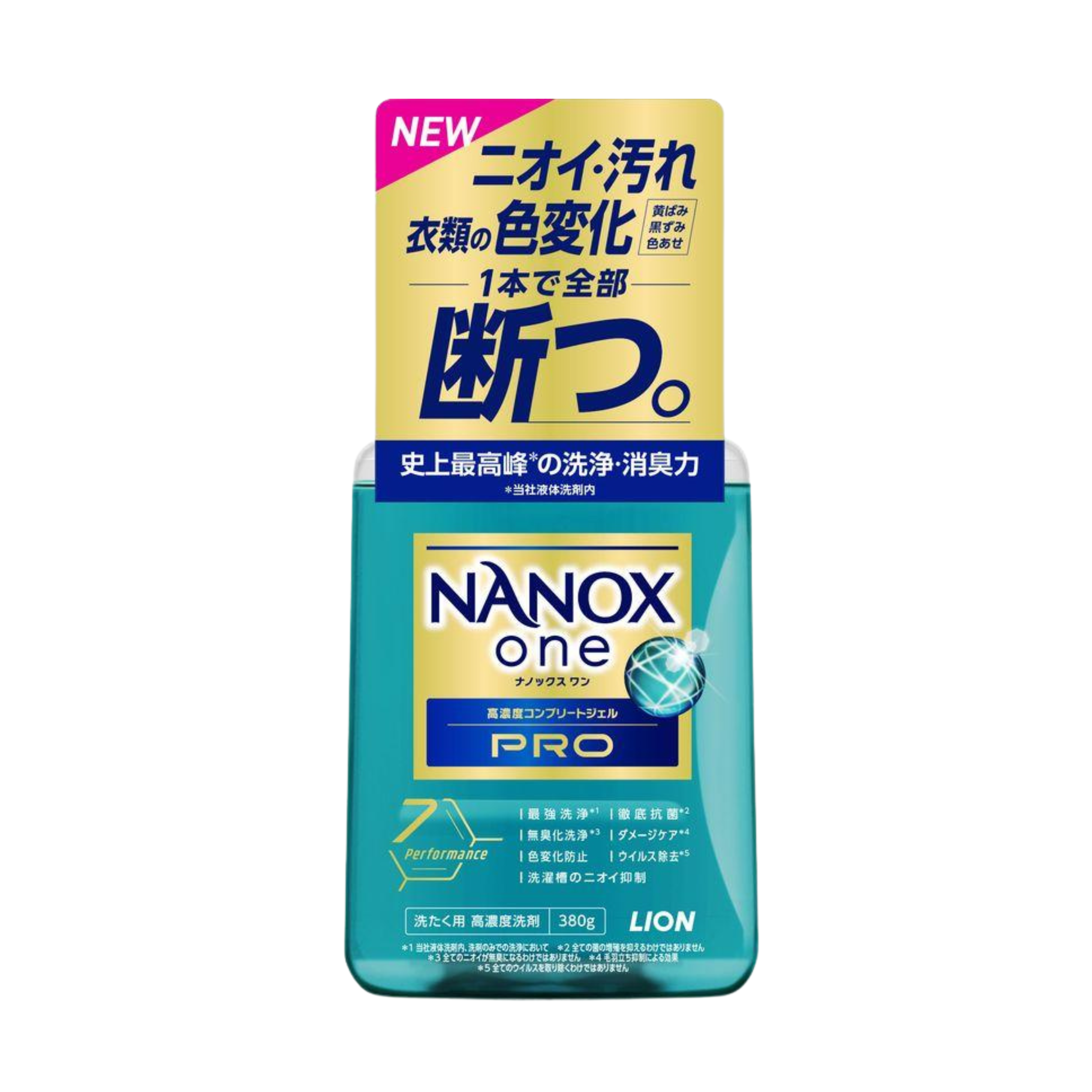 獅王-*[綠-消臭+洗淨]Nanox One 納米樂濃縮抗菌洗衣液380g (4903301350750)[平行進口]
