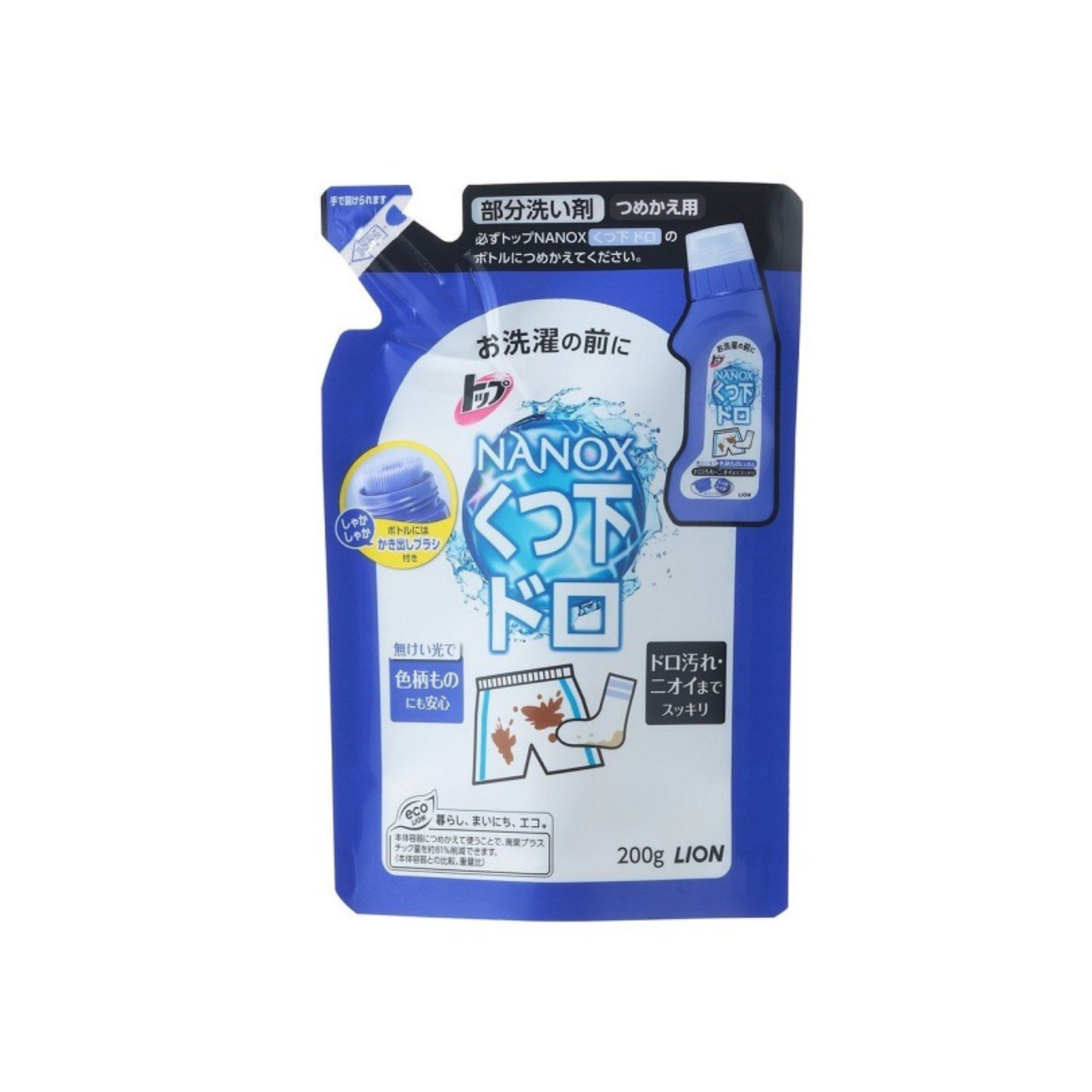 獅王-*Top Nanox 去污垢清潔劑補充裝 200ml(4903301784319)[平行進口]