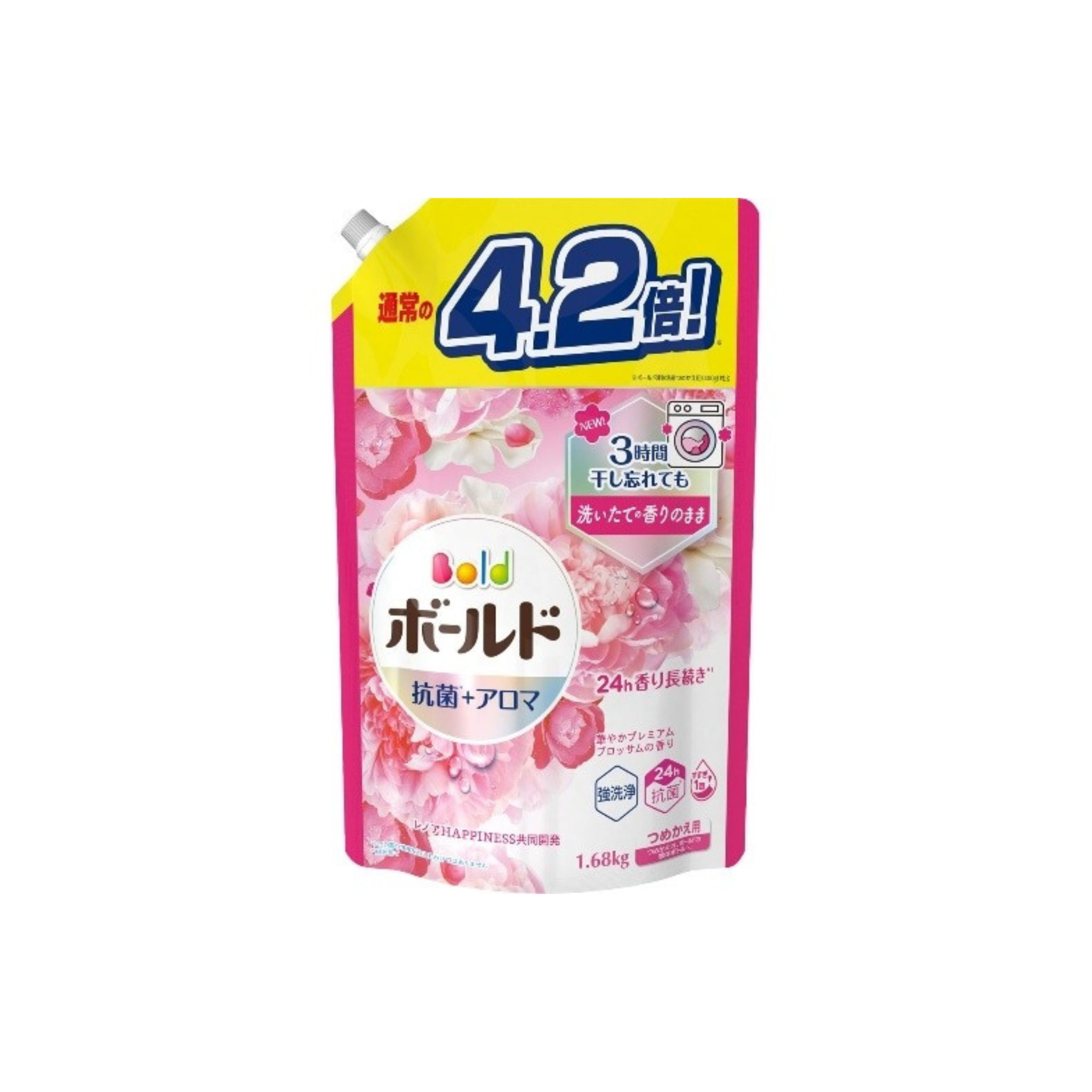 Bold-*[牡丹花香]消臭抗菌柔順洗衣液 補充裝 1680g(4987176190413)[平行進口]