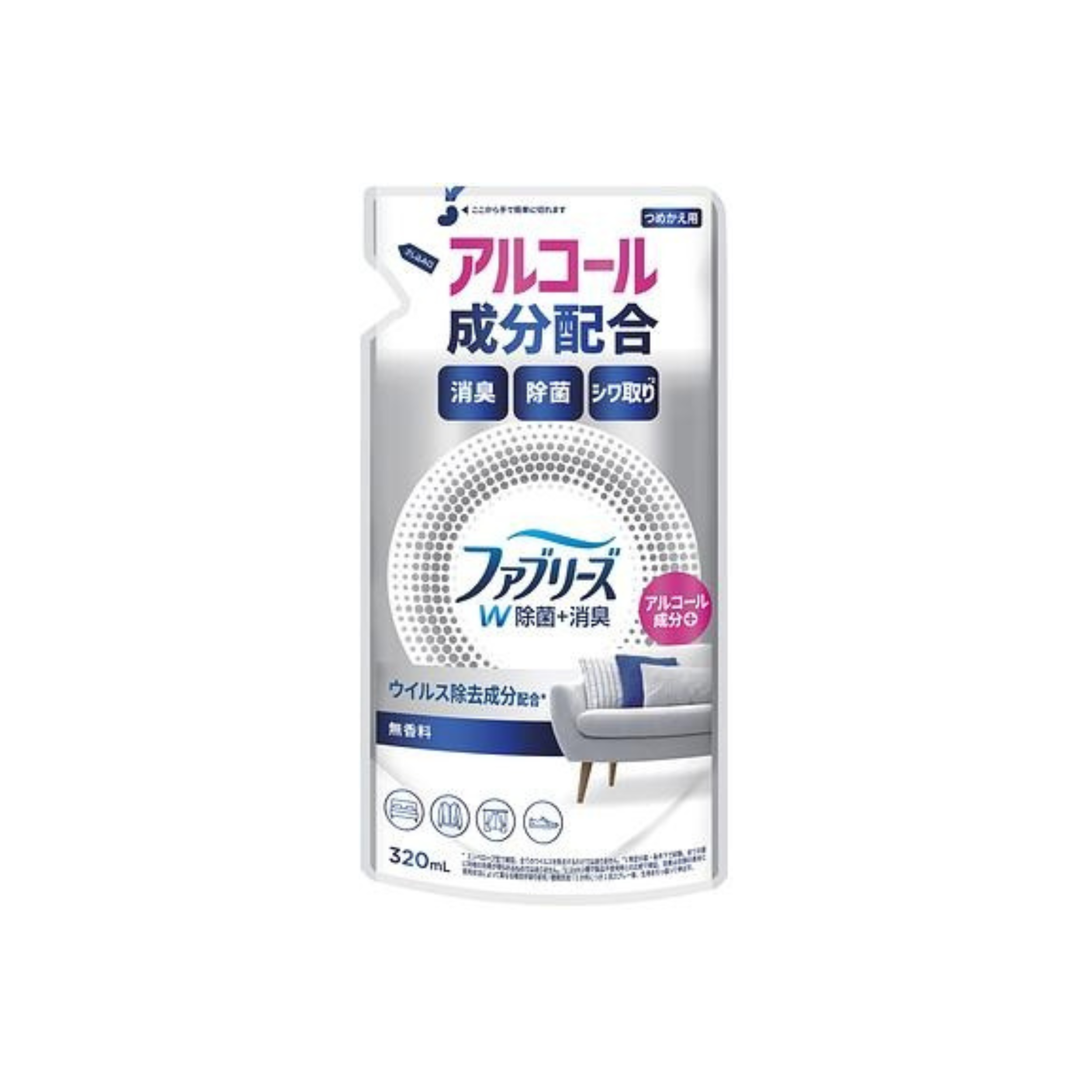 Ariel-*[雙倍除菌]Febreze 風倍清 99.9% 織物除菌消臭噴霧 320ml 無香 酒精 補充裝 320ml(4987176286451)[平行進口]