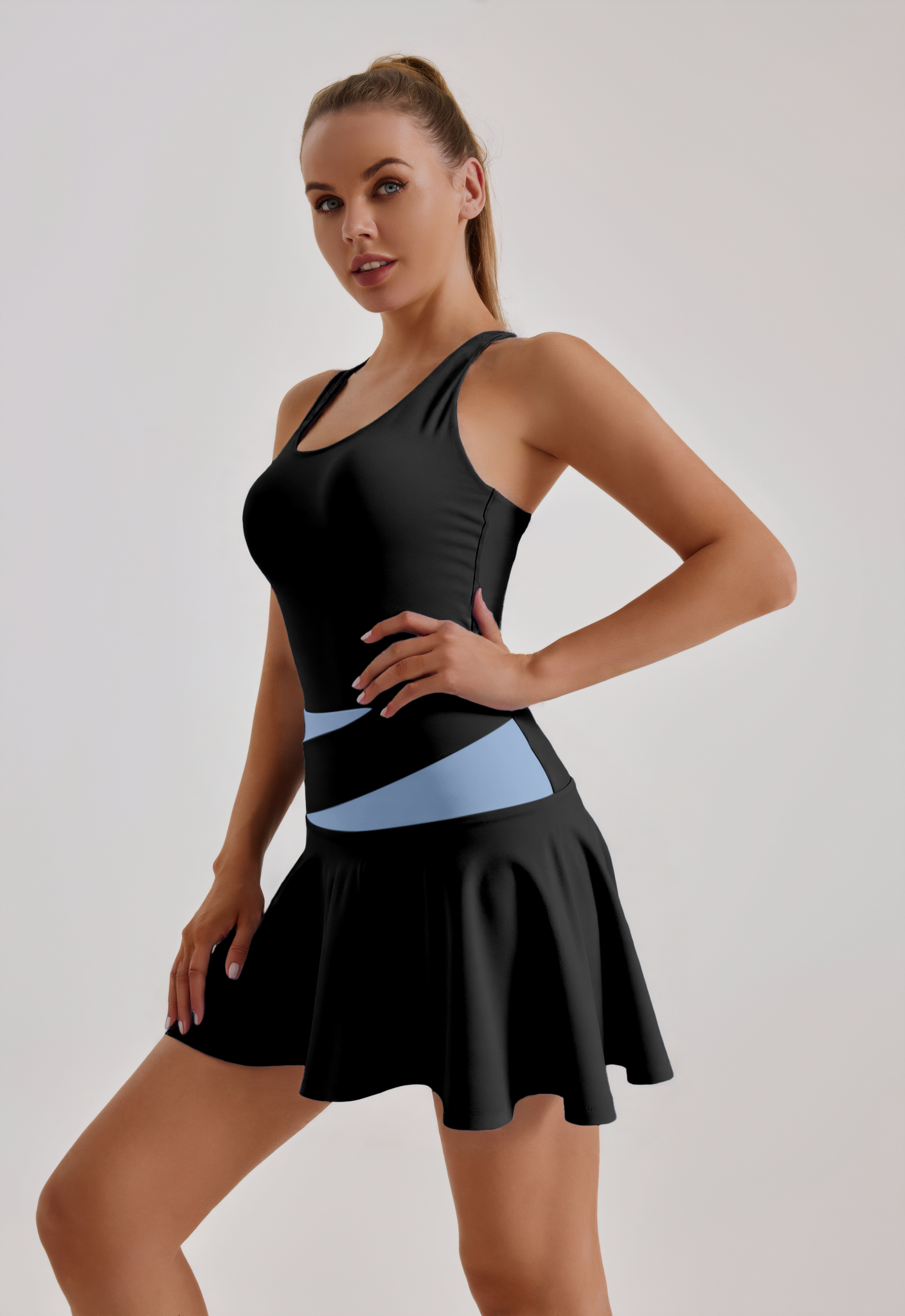 Sticky splicing one-piece dress