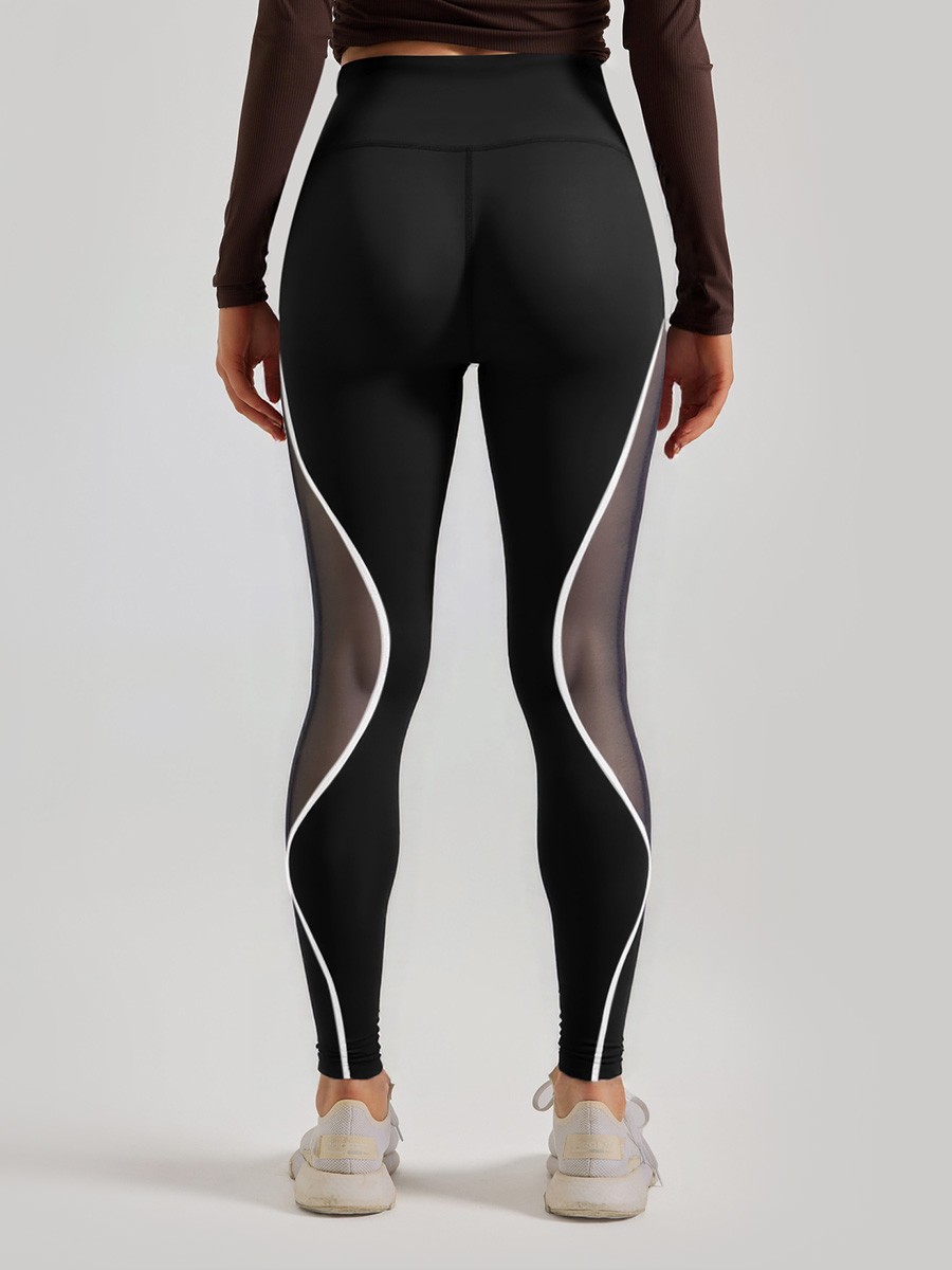 Sticky elastic color blocking side mesh pants