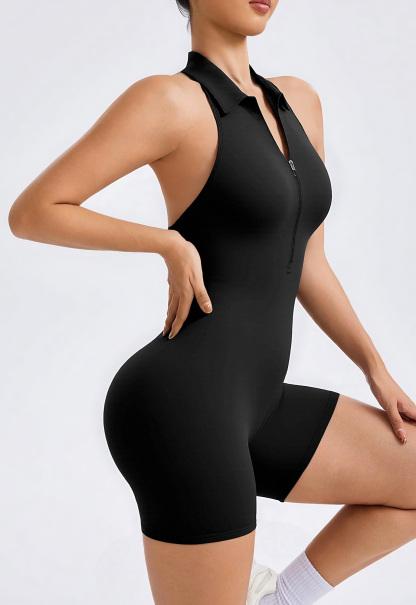 Lapel One-piece Shorts