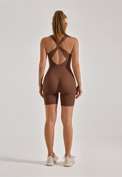 Nuo elastic cross one-piece shorts