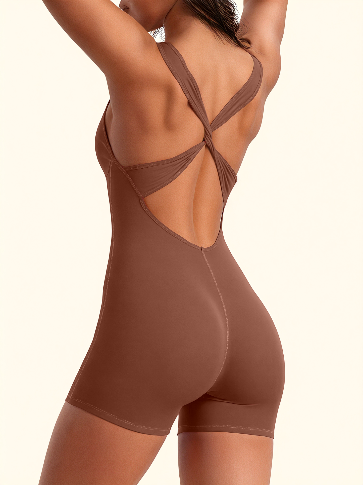 Back cross one-piece shorts