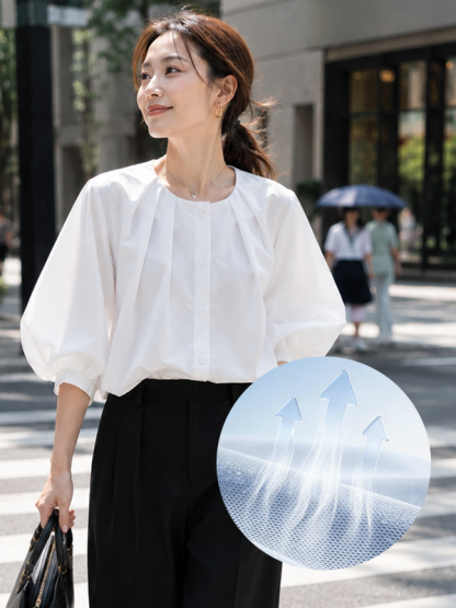 【2点8,260円】レトロフレンチ風パフスリーブブラウス