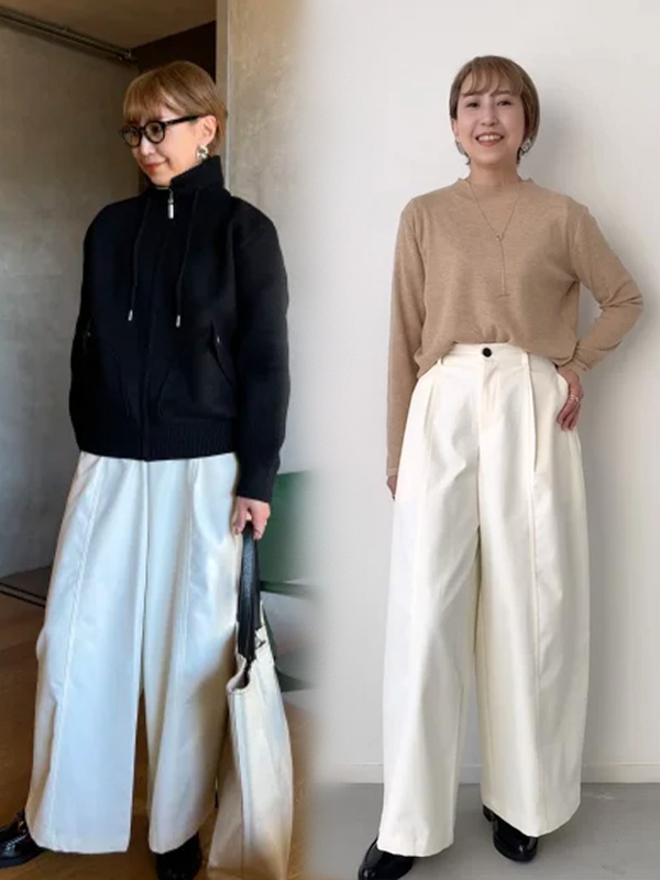 「身長152cm向け」新作抜け感のあるゆったりカーブラインワイドパンツ