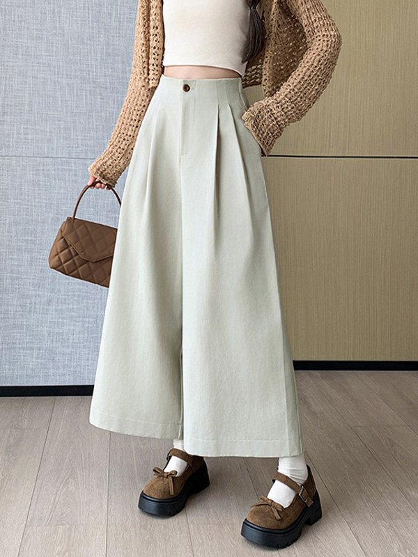 ゆったりハイウエスト細見えワイドパンツ
