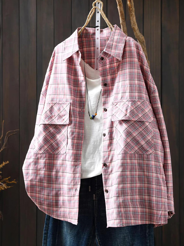 ゆったりシルエットチェック柄シャツ