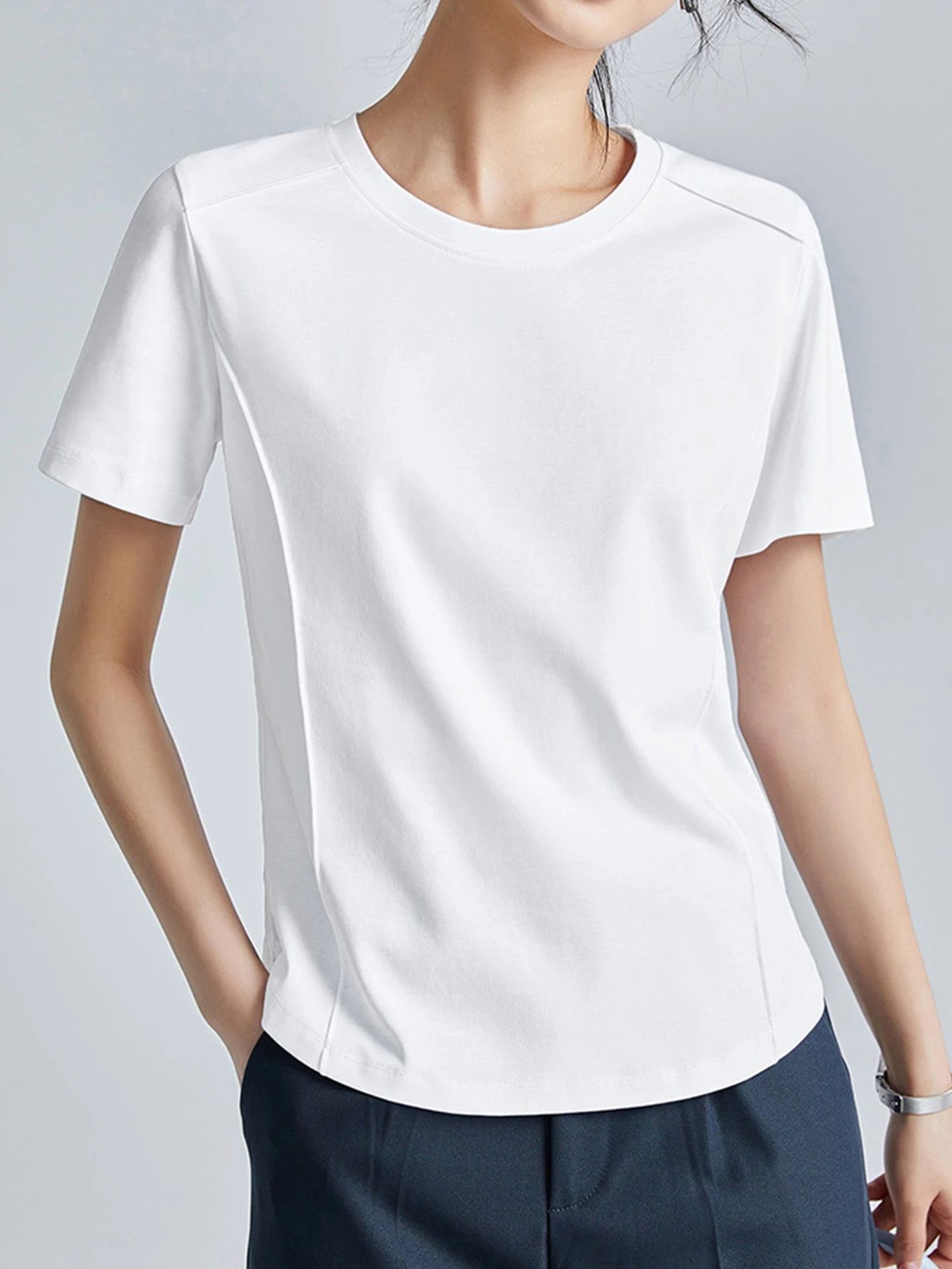 シルケットコットン素材クルーネック半袖Tシャツ