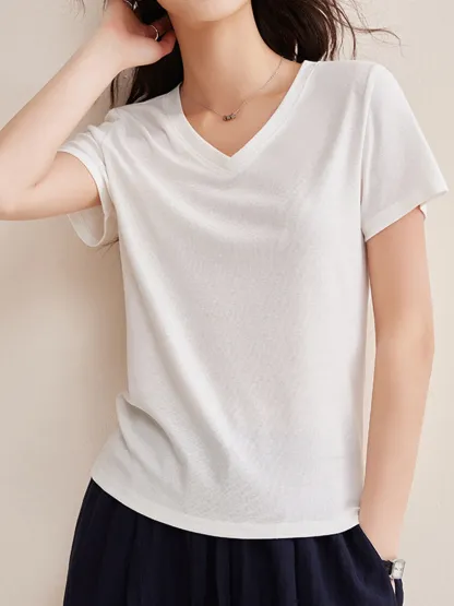 ヴィンテージライクなリヨセルリネン半袖Tシャツ