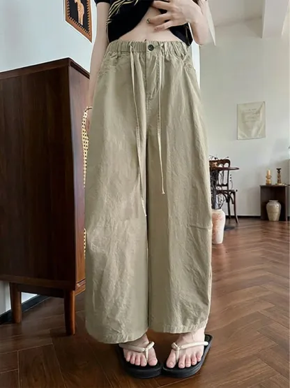 「身長152cm以上向け」ゆったり細見えカジュアルなワイドシルエットカーゴパンツ