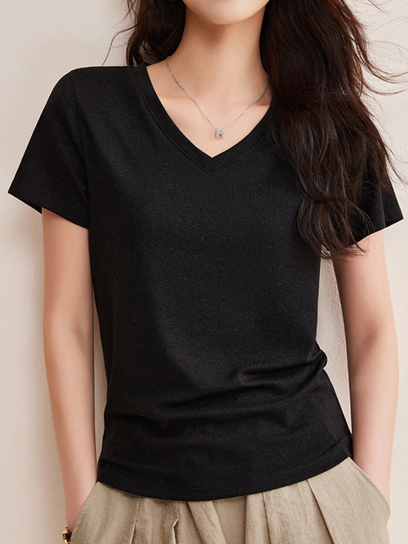 ヴィンテージライクなリヨセルリネン半袖Tシャツ