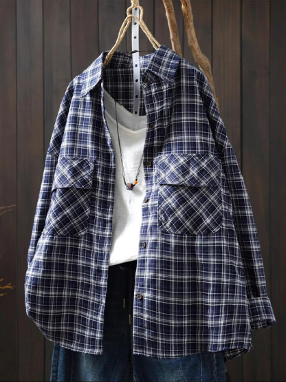 ゆったりシルエットチェック柄シャツ