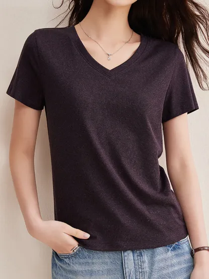 ヴィンテージライクなリヨセルリネン半袖Tシャツ