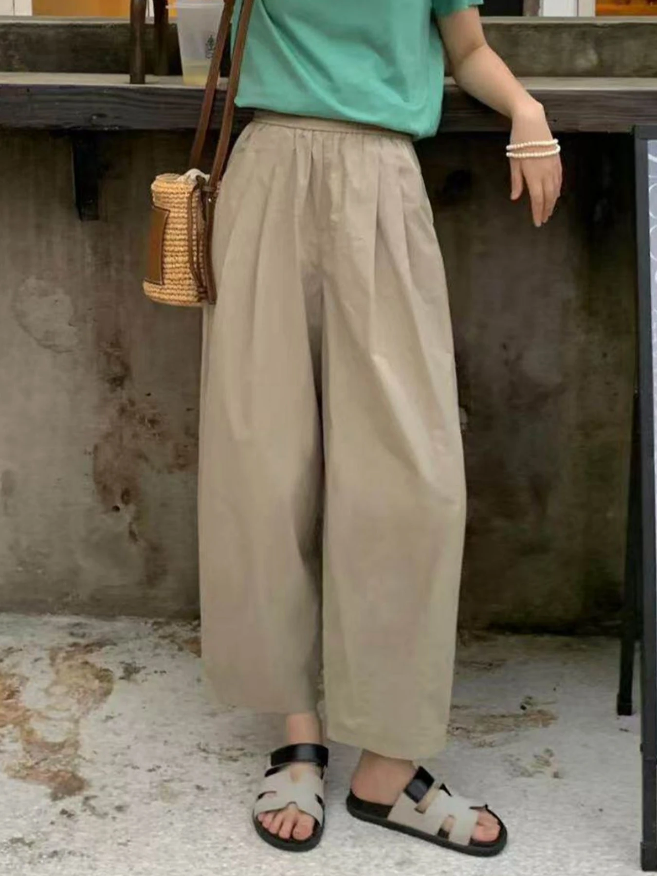「身長145cm以上向け」ゆったり体型カバー薄手バルーンパンツ