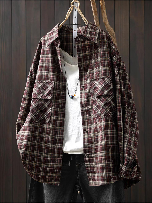 ゆったりシルエットチェック柄シャツ