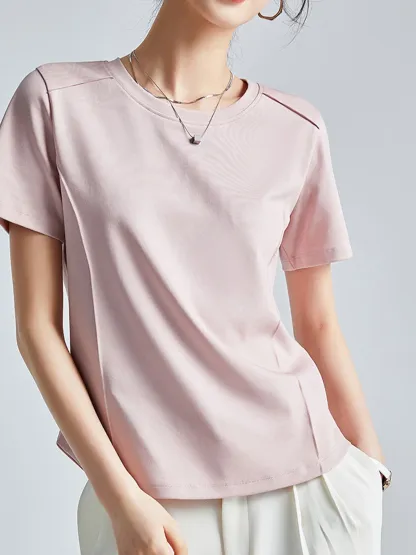 シルケットコットン素材クルーネック半袖Tシャツ