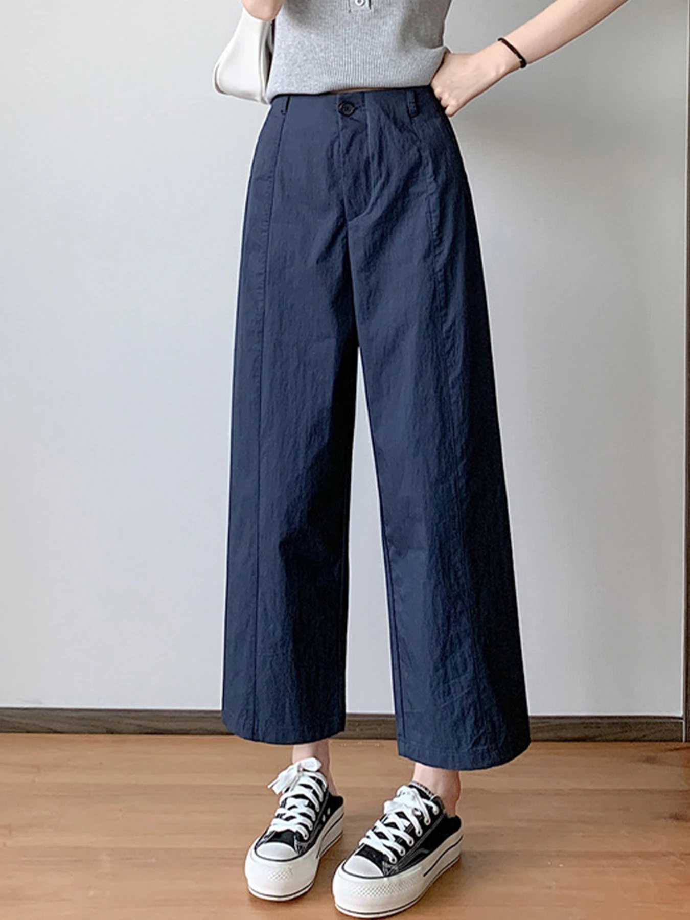 接触冷感速乾カジュアルなストレートパンツ