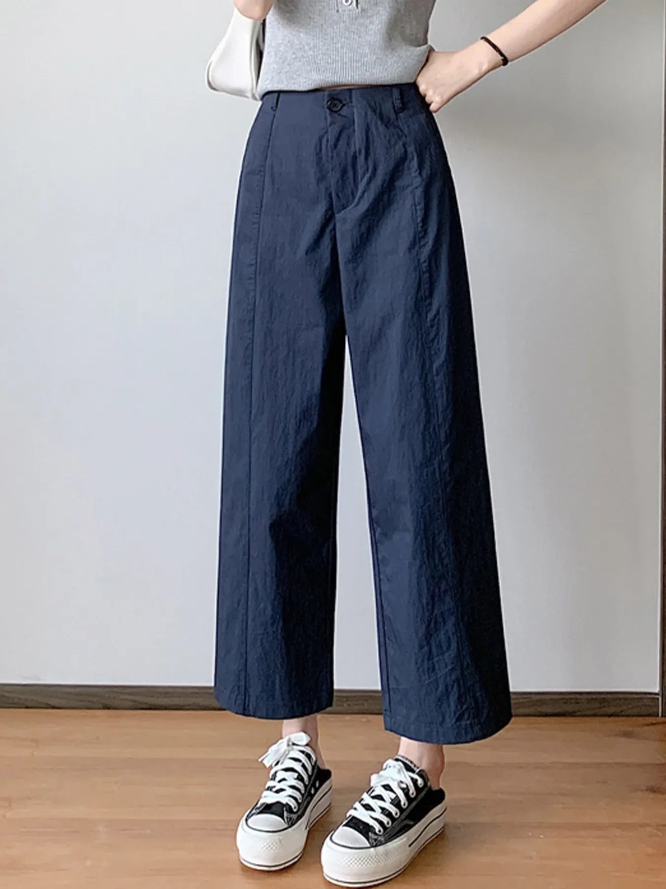 接触冷感速乾カジュアルなストレートパンツ