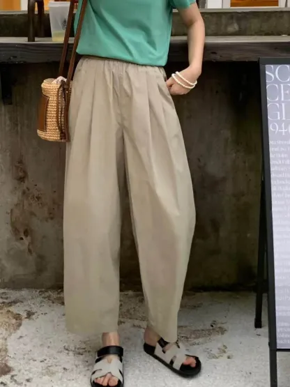 「身長145cm以上向け」ゆったり体型カバー薄手バルーンパンツ