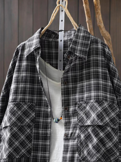 ゆったりシルエットチェック柄シャツ
