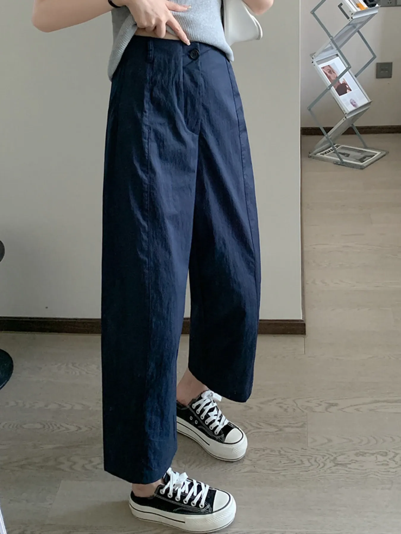 接触冷感速乾カジュアルなストレートパンツ