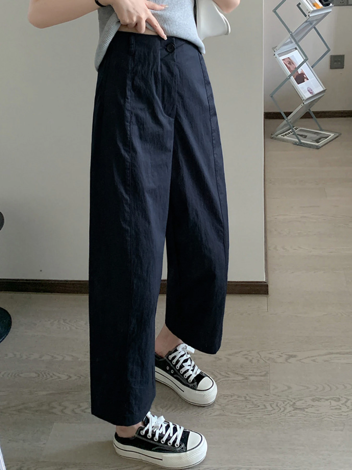 「身長145cm以上向け」接触冷感速乾カジュアルなストレートパンツ