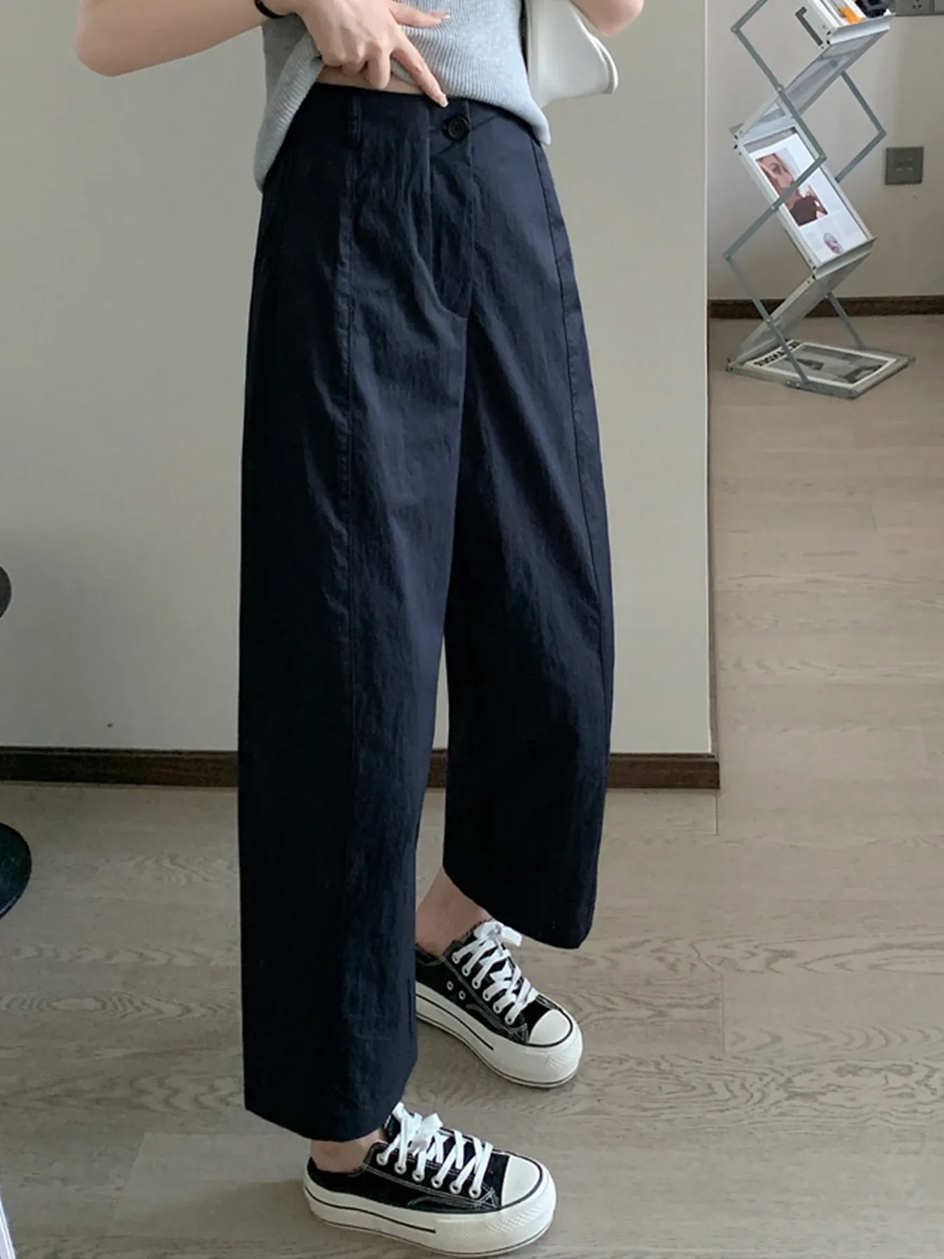 「身長145cm以上向け」接触冷感速乾カジュアルなストレートパンツ