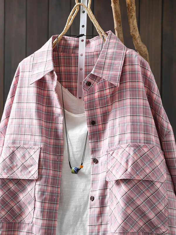 ゆったりシルエットチェック柄シャツ