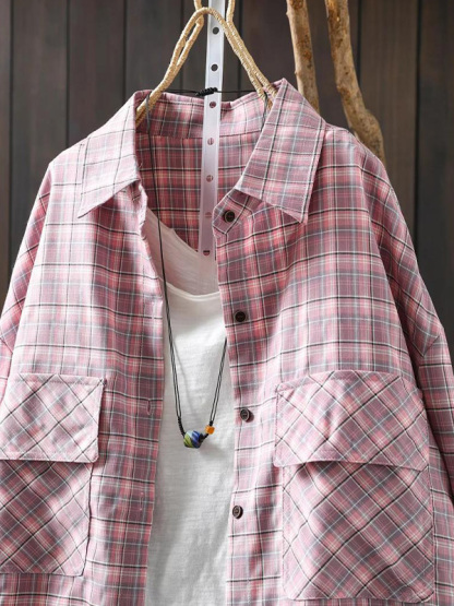 ゆったりシルエットチェック柄シャツ