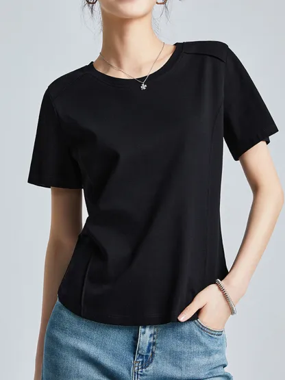 シルケットコットン素材クルーネック半袖Tシャツ