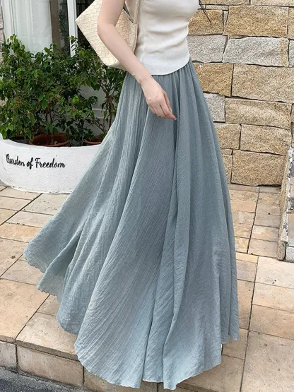 「身長152cm以上向け」コットンリネンフレアスカート