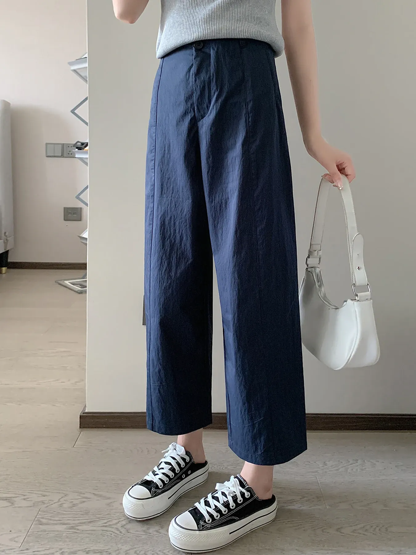 接触冷感速乾カジュアルなストレートパンツ
