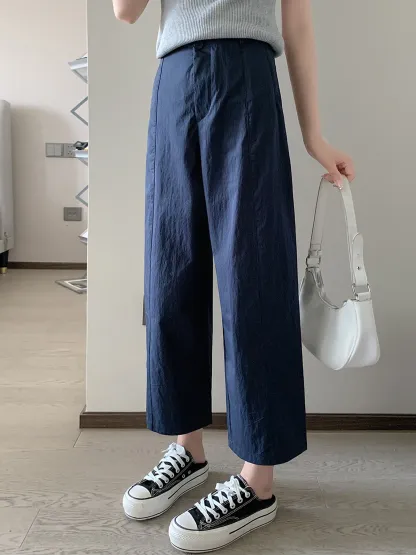 接触冷感速乾カジュアルなストレートパンツ