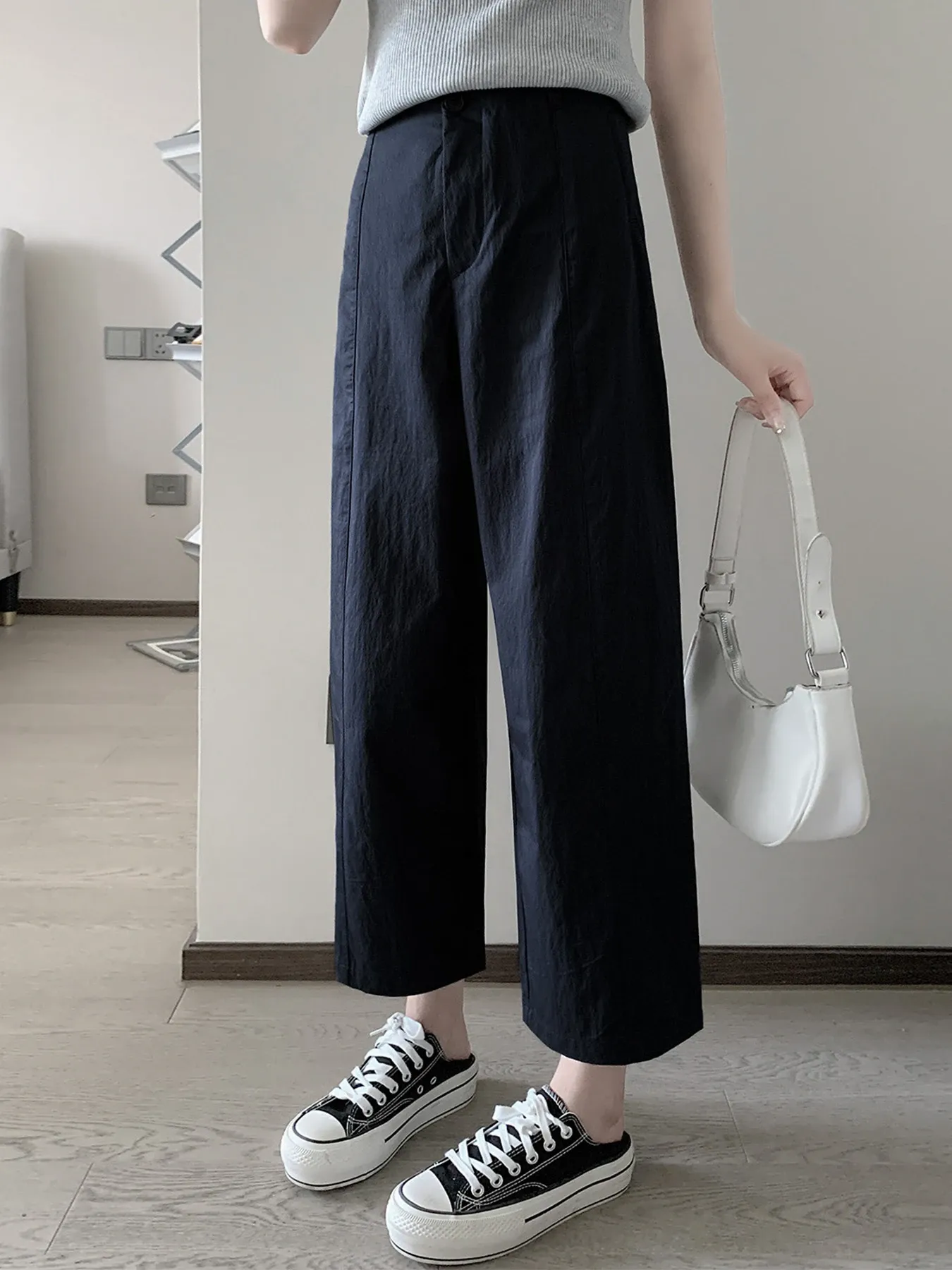 「身長145cm以上向け」接触冷感速乾カジュアルなストレートパンツ