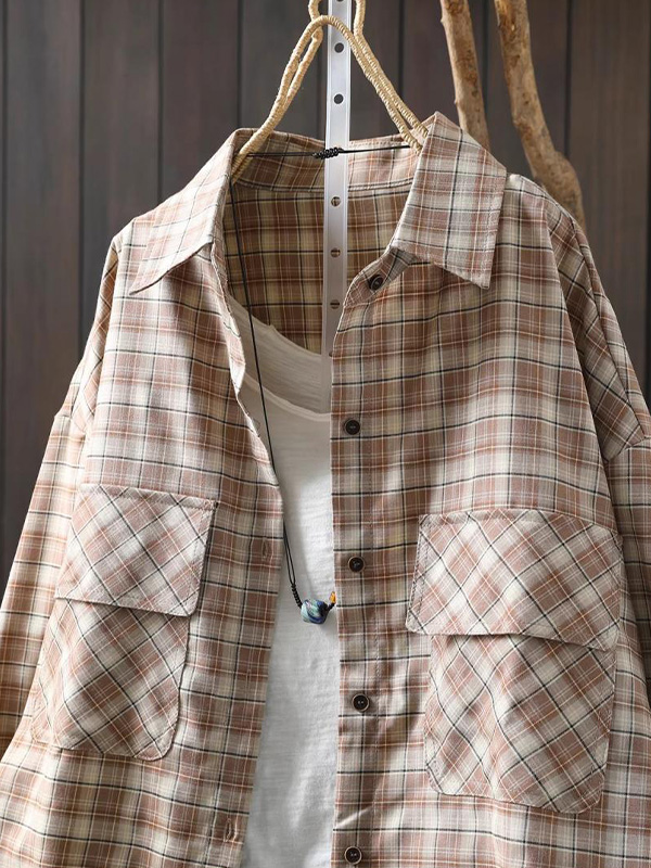 ゆったりシルエットチェック柄シャツ