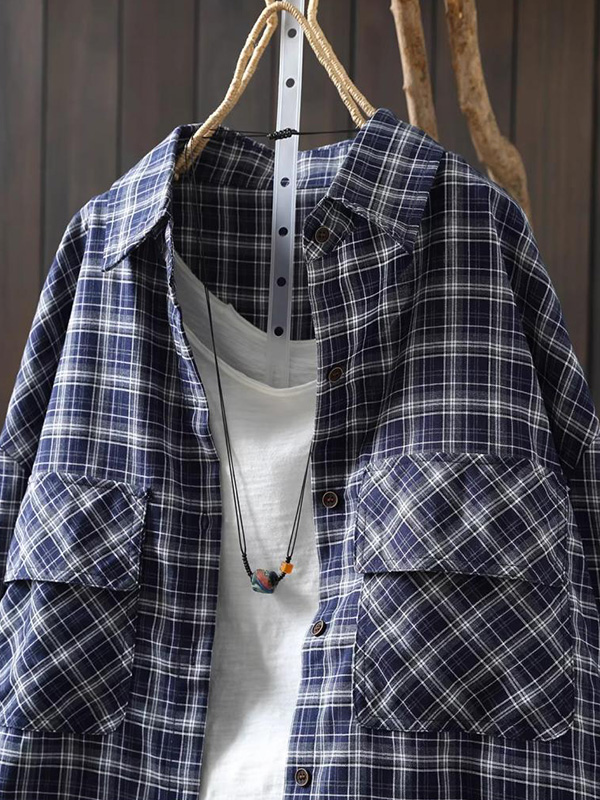 ゆったりシルエットチェック柄シャツ