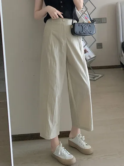 接触冷感速乾カジュアルなストレートパンツ