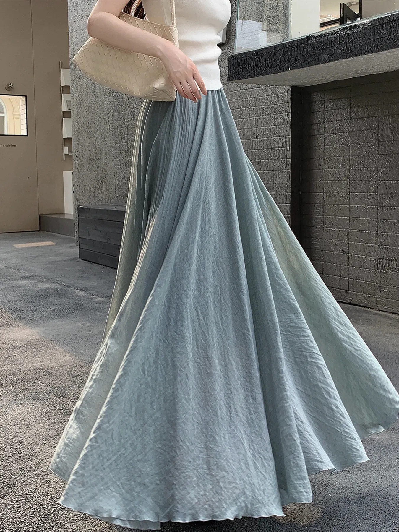 「身長152cm以上向け」コットンリネンフレアスカート