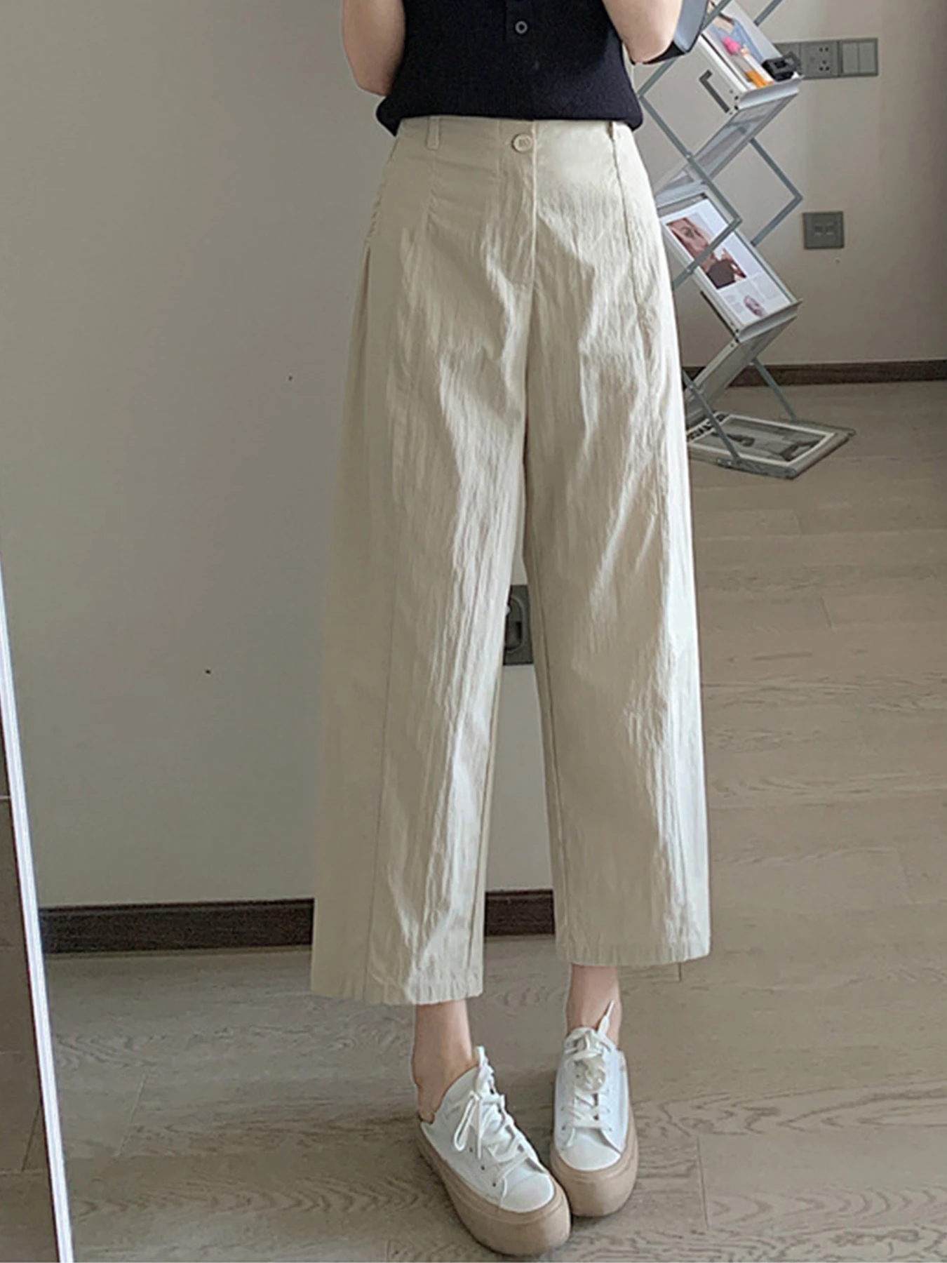 「身長145cm以上向け」接触冷感速乾カジュアルなストレートパンツ
