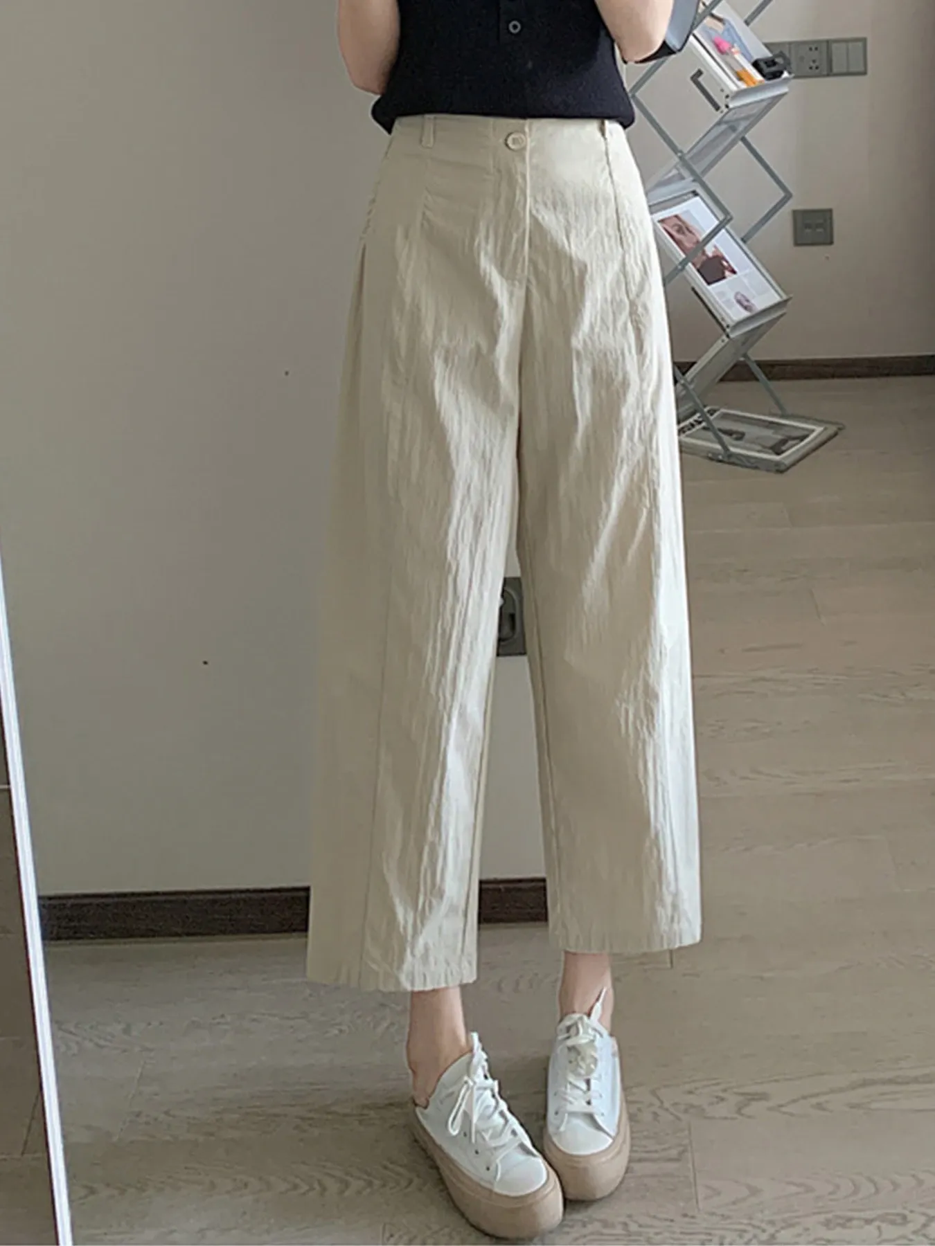 「身長145cm以上向け」接触冷感速乾カジュアルなストレートパンツ
