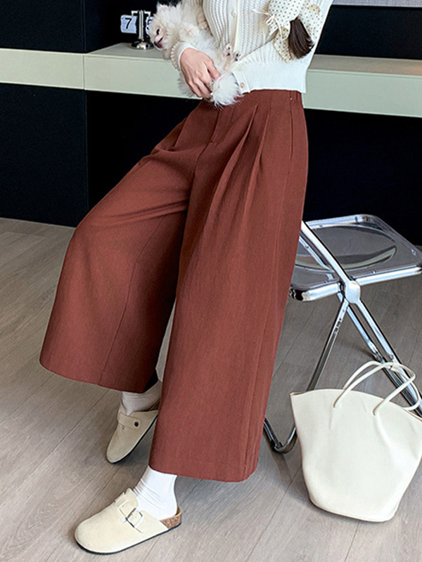 ゆったりハイウエスト細見えワイドパンツ